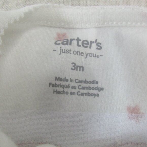 Carter's Footed Sleeper Baby Girls 3 Month White Pink Moon Star Print Zip Front - Picture 4 of 6